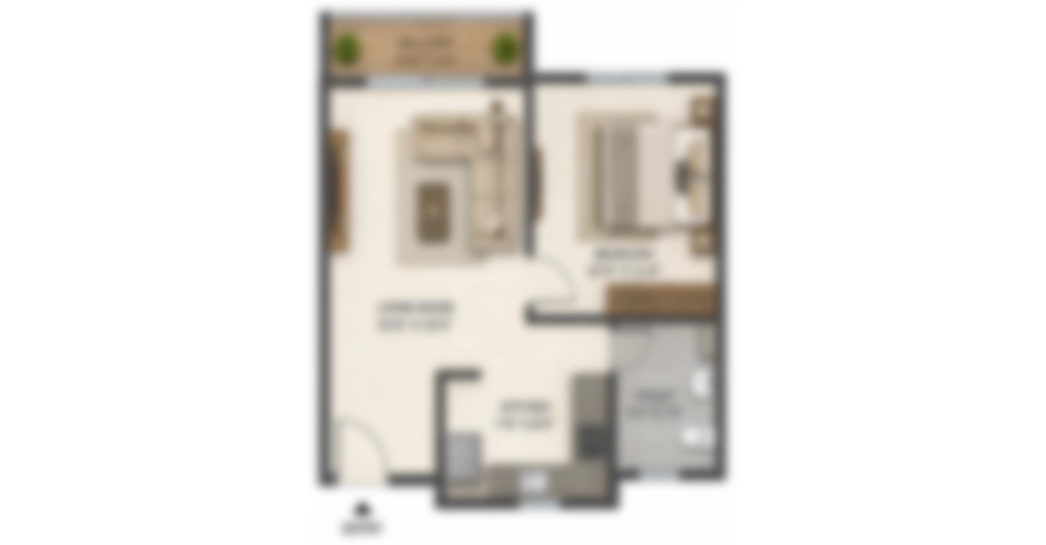 L&T Ahana Malad 1 BHK Floor Plan